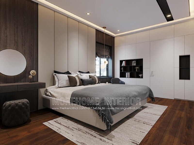 Trang trí nội thất phòng ngủ màu trắng hiện đại đẹp, sang trọng. Thiết kế phòng ngủ nhà phố