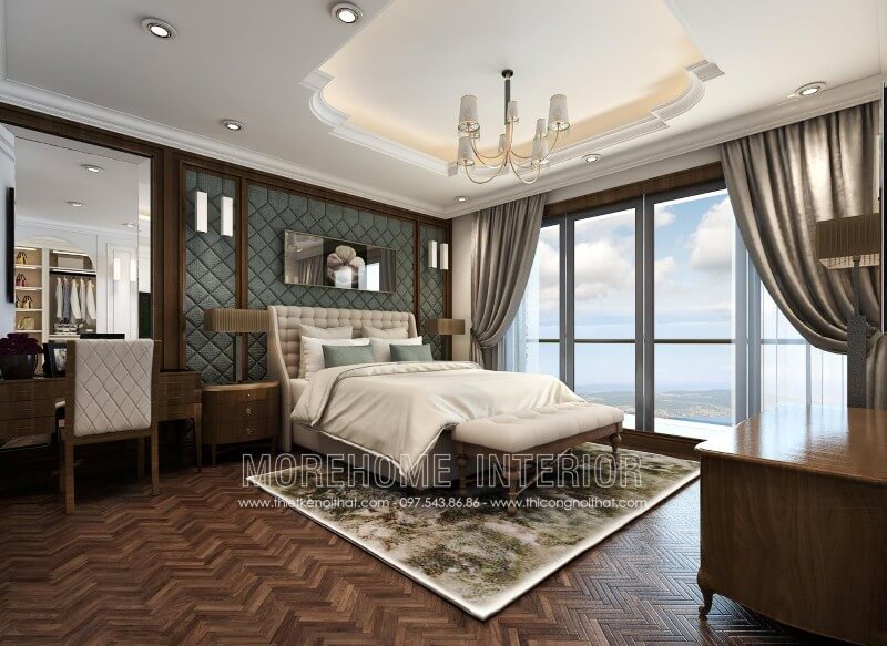 Giường ngủ chung cư tân cổ điển Giường ngủ chung cư tân cổ điển