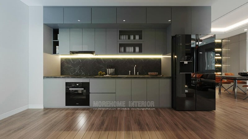 Mẫu tủ bếp cho nhà chung cư nhỏ tuyệt đẹp, giá rẻ Mẫu tủ bếp chung cư acrylic