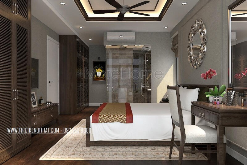 Hệ tủ quần áo được thiết kế theo phong cách ngày xưa, cánh cửa được thiết kế với các lỗ thông tạo sự thông thoáng khi cất giữ đồ quần áo, chất liệu gỗ tự nhiên bền bỉ và cho màu sắc đẹp