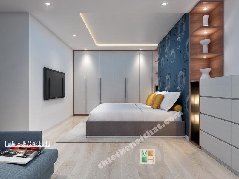 Thiết kế nội thất phòng ngủ chung cư năng động, trẻ trung mà không kém phần sang trọng