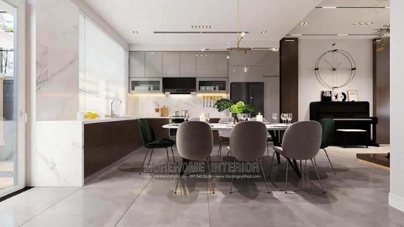 Mẫu tủ bếp hiện đại đẹp cho phòng bếp nhà biệt thự