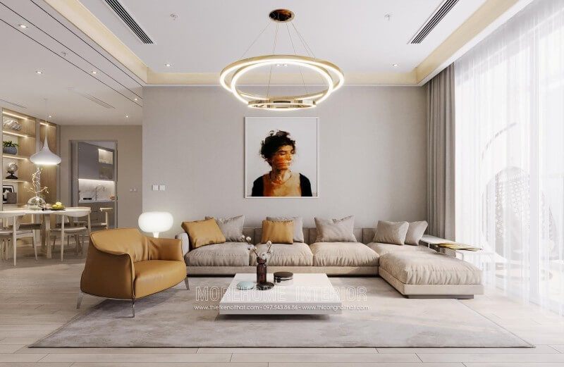 Sofa phòng khách chung cư bọc vải đẹp mắt
