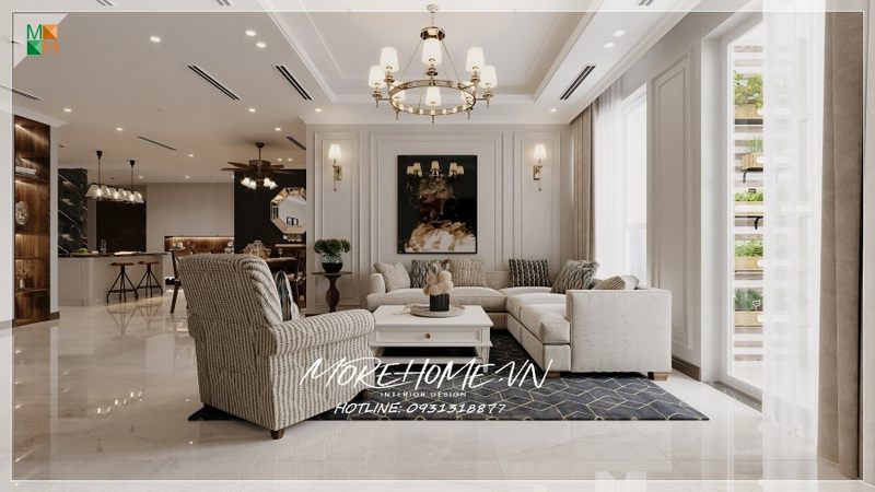 Tranh canvas được treo ở chính diện phòng tuy đơn giản nhưng có giá trí thẩm mĩ cao rất hiện đại.